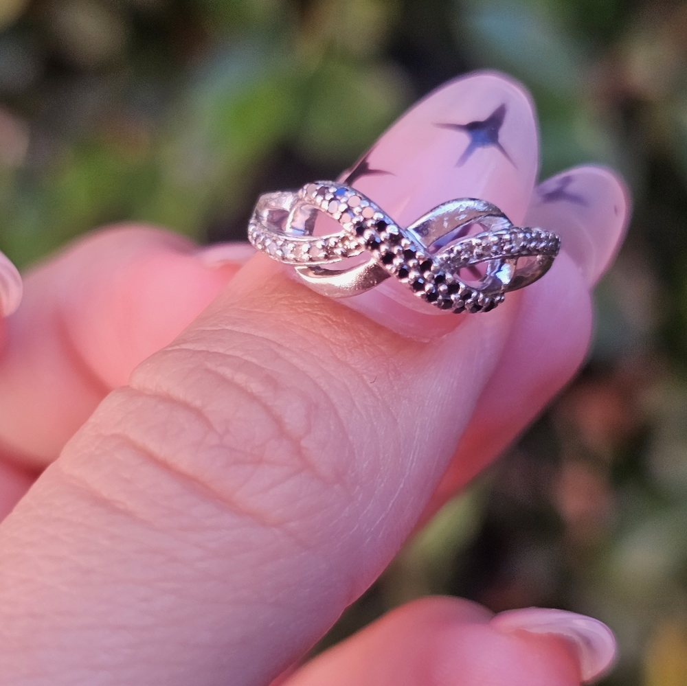 Black Diamond Sterling Infinity Ring - image 1